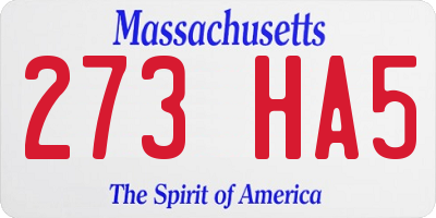 MA license plate 273HA5