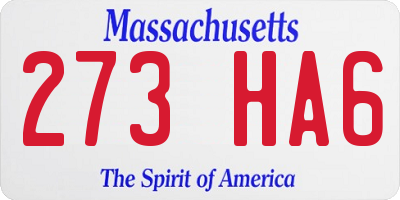 MA license plate 273HA6