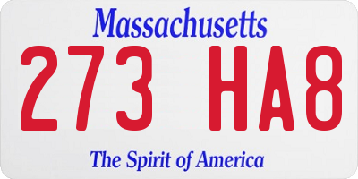MA license plate 273HA8