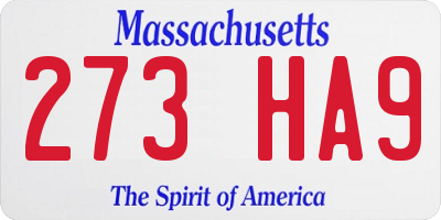 MA license plate 273HA9