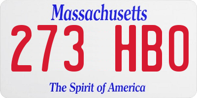 MA license plate 273HB0