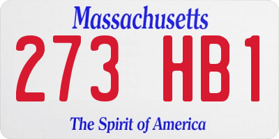 MA license plate 273HB1