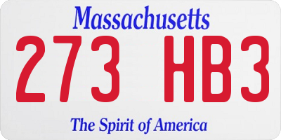 MA license plate 273HB3
