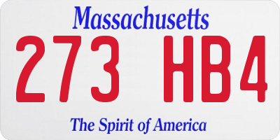 MA license plate 273HB4