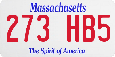 MA license plate 273HB5