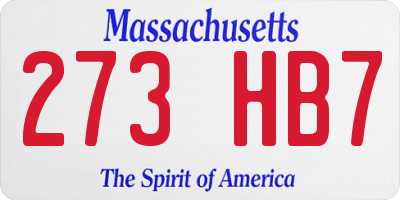 MA license plate 273HB7