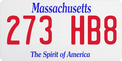 MA license plate 273HB8
