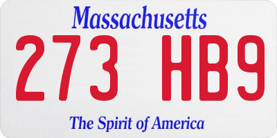 MA license plate 273HB9