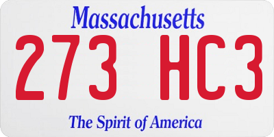MA license plate 273HC3