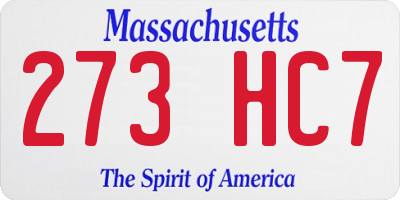 MA license plate 273HC7