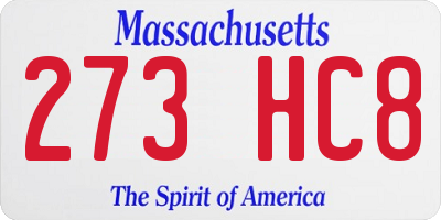 MA license plate 273HC8