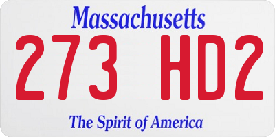 MA license plate 273HD2