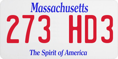 MA license plate 273HD3