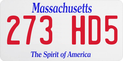 MA license plate 273HD5