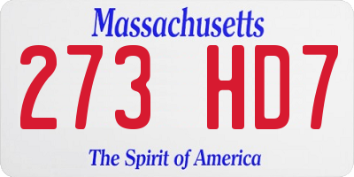 MA license plate 273HD7