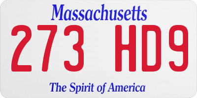 MA license plate 273HD9