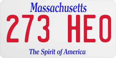 MA license plate 273HE0