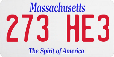 MA license plate 273HE3