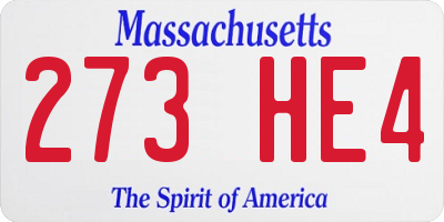 MA license plate 273HE4