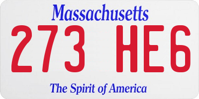 MA license plate 273HE6