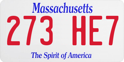 MA license plate 273HE7