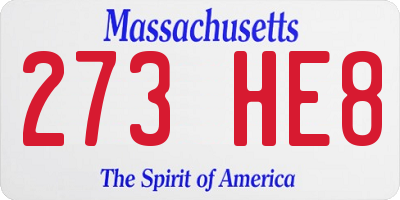 MA license plate 273HE8
