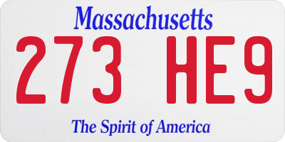 MA license plate 273HE9