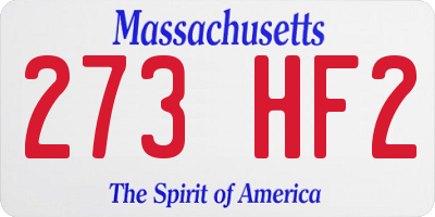 MA license plate 273HF2
