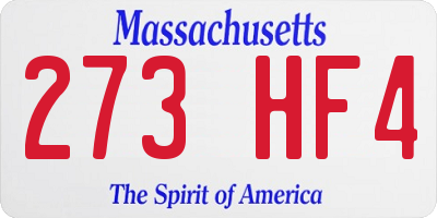 MA license plate 273HF4