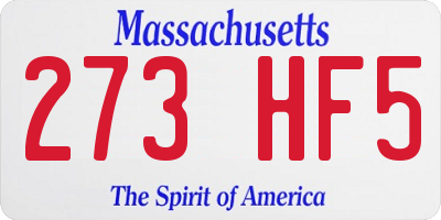 MA license plate 273HF5