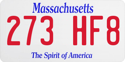 MA license plate 273HF8