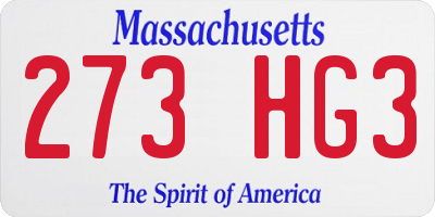 MA license plate 273HG3