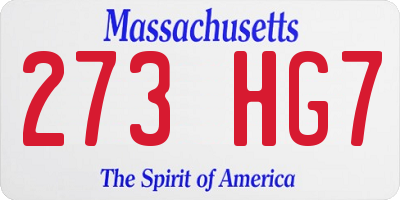 MA license plate 273HG7