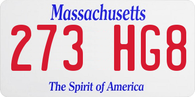 MA license plate 273HG8