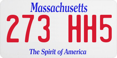 MA license plate 273HH5