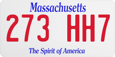 MA license plate 273HH7
