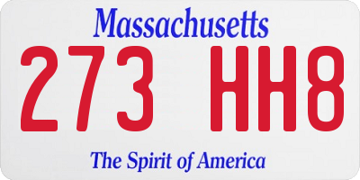 MA license plate 273HH8