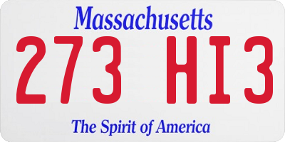 MA license plate 273HI3
