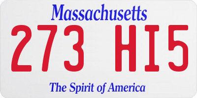 MA license plate 273HI5