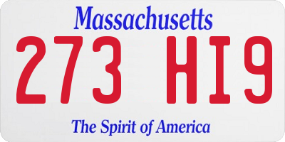 MA license plate 273HI9