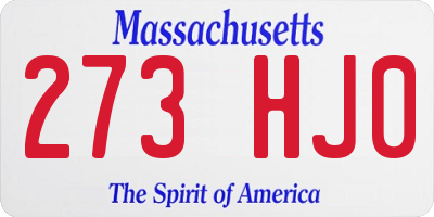 MA license plate 273HJ0