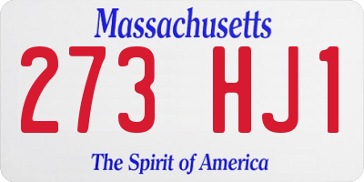 MA license plate 273HJ1