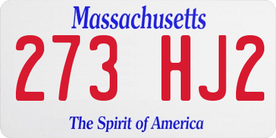 MA license plate 273HJ2