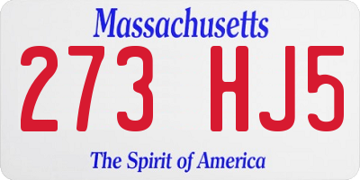 MA license plate 273HJ5
