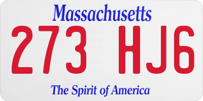 MA license plate 273HJ6