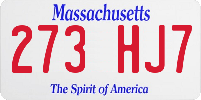 MA license plate 273HJ7