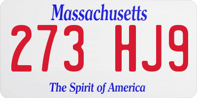 MA license plate 273HJ9