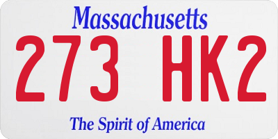 MA license plate 273HK2