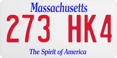 MA license plate 273HK4