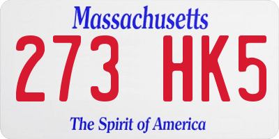 MA license plate 273HK5